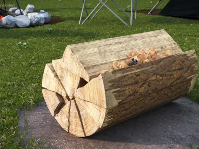 Survival Match Igniting Wood Curl and Timber 3D model