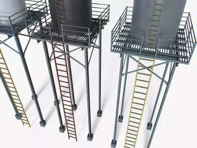 Old and Rusty Water Tanks 1 Low-poly 3D model