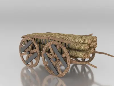 Medieval Horse Cart Low-poly 3D model