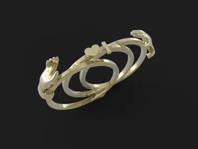 Antique gimmel ring 3D print model