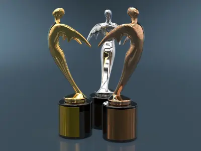  Sculpted Award Trio on Black Base 