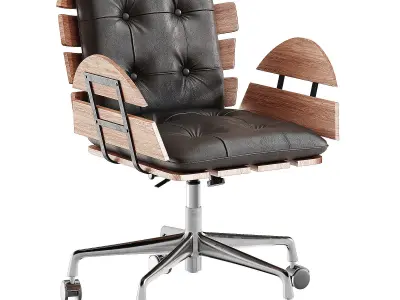  Brown Industrial Swivel Office Chair 3D model