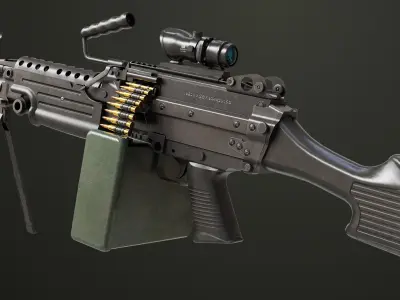 Machine Gun Sandal and Black Ammo Box All Textures 3D model