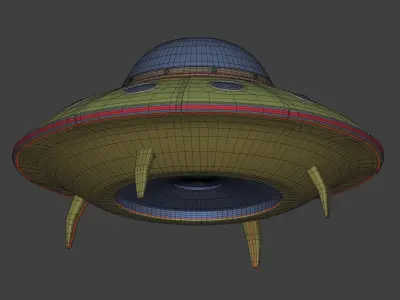 Cartoon  Flying Saucer - UFO - Alien Fantasy Vehicle Low-poly 3D model