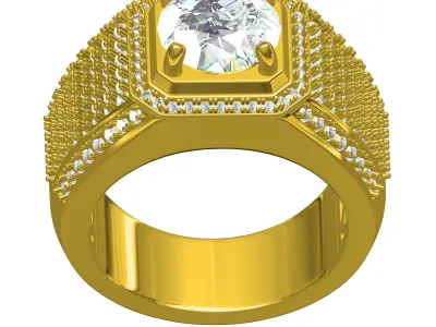 Antique Cathedral Diamond Ring for Men 3D print model