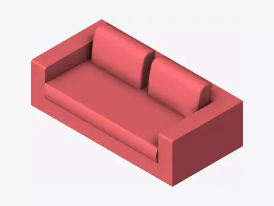Seat - Sofa - Simplicity - Comfort - Double Low-poly 3D model