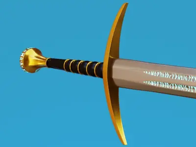 Runic Epic Bastard Sword Low-poly 3D model