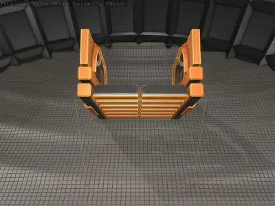 Futuristic Stairs - 3 - Orange Textures Low-poly 3D model