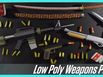 Low Poly Guns and Weapons Pack Low-poly 3D model