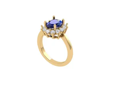 Oval Solitaire Ring 3D print model 23