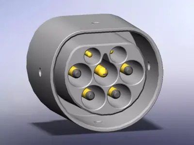 Type2 MENNEKES vehicle inlet up to 480V 3phase 63A or 1phase 70A 3D print model