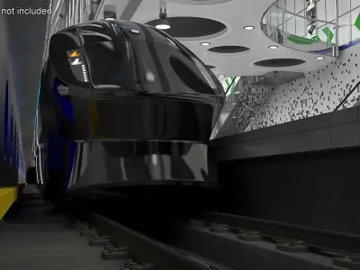 Futuristic Train Locomotive Black 3D model