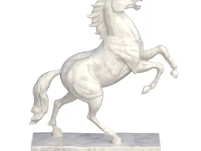 Rearing horse marble statue Low-poly 3D model