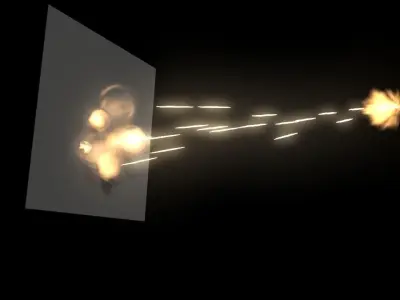 Maya VFX Machine Gun Rig with Muzzle Flash and Impact Blast 3D model