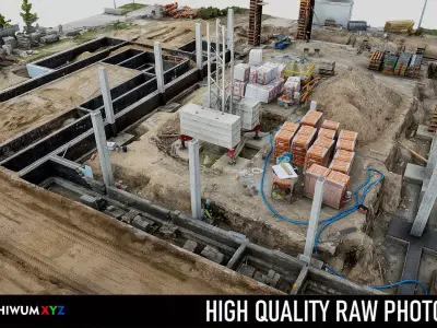 Construction site - foundation footings 3D model