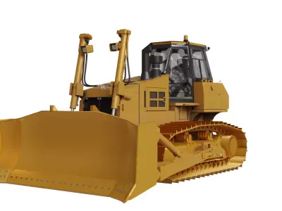 Bulldozer Low-poly 3D model 2
