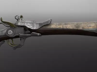 Flintlock Pistol Low-poly 3D model 5