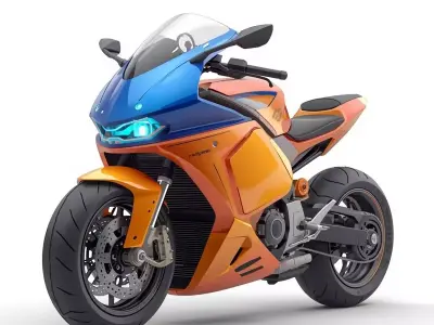 Futuristic Cartoon City Motorcycle 3D Model Low-poly 3D model
