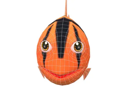 Scissortail Sergeant Fish Cartoon Animated Low-poly 3D model