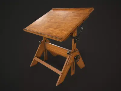 Artist drafting table Low-poly 3D model