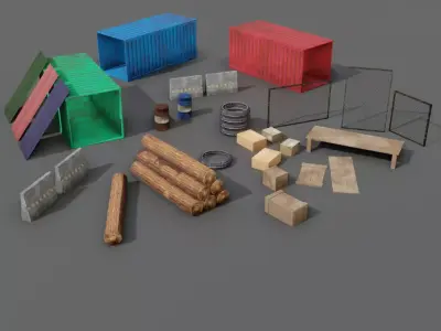 FPS Game Assets - Game Ready - PBR Low-poly 3D model