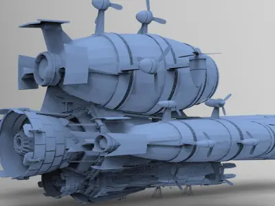 Grand Sci fi Airship Space design 5  3D model
