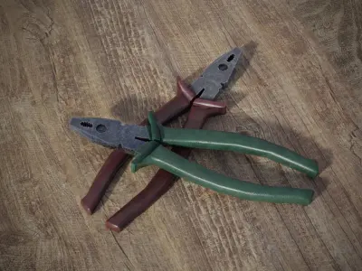 Old dirty soviet pliers Made in USSR Low-poly 3D model