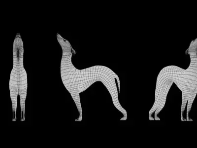 Art Deco Dog Statue Low-poly 3D model