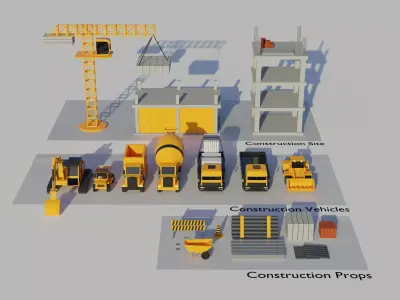 Lowpoly Simple Construction Set Low-poly 3D model
