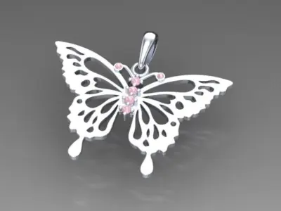 butterfly pendant 3D print model