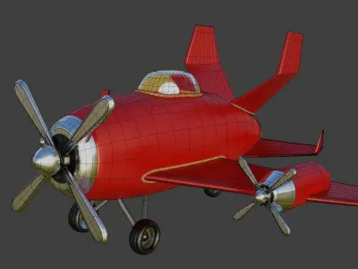 Aircraft airplane with propellers Free low-poly 3D model