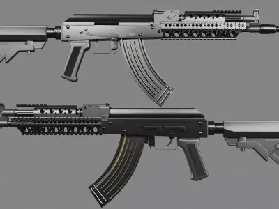 Gun military Low-poly 3D model