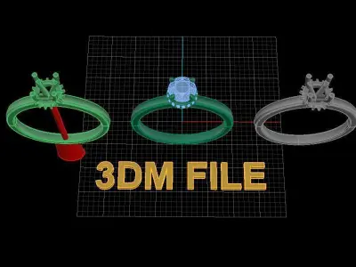 Solitaire Diamond Basket Gallery Engagement Ring 3D print model