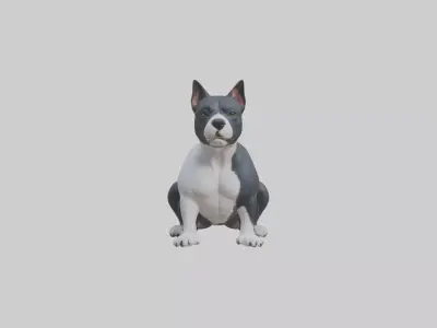 Sitting Staffordshire Bull Terrier model Low-poly 3D model