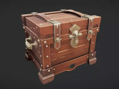 antique wooden treasure chest 3D model