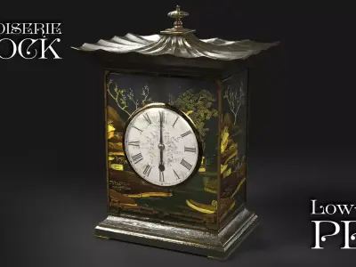 Chinoiserie Antique Clock Low-poly 3D model