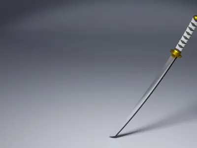 Katana sword Low-poly 3D model 8