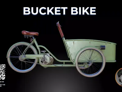 Industrial Cargo Tricycle - 3D Model Heavy-Duty Bucket Bike 3D model