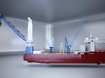 Crane Ship Low-poly 3D model