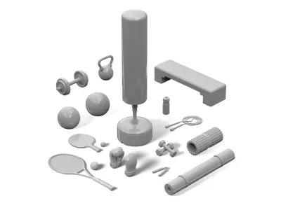 Sports Equipments Set 01 Low-poly 3D model