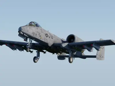 A-10 Thunderbolt Fully-Rigged And Animated With Weapons Low-poly 3D model
