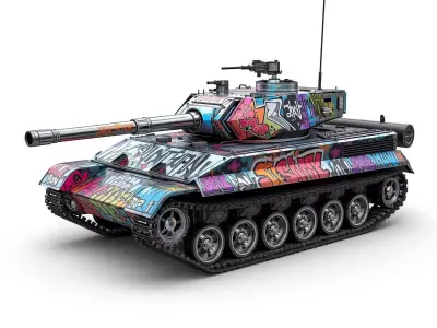 Graffiti Art Battle Tank 3D Model Urban Chaos Machine Low-poly 3D model