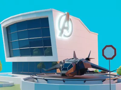 Cartoon Avengers base Scene 3D model