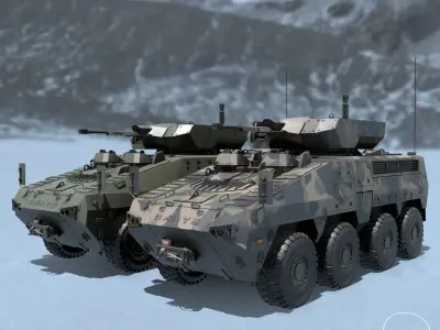 BARYS 8x8 Armoured Wheeled Vehicle Low-poly 3D model