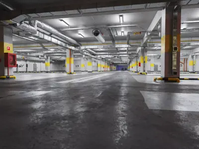 Modern old garage - underground parking lot 3D model