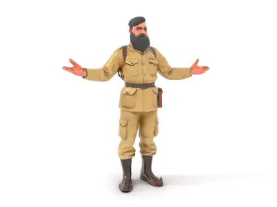 Military Officer Model Rigged and Animated Low-poly 3D model