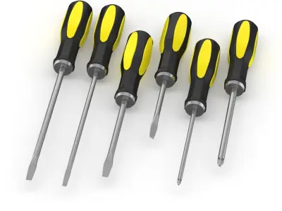6 Screwdrivers Collection set of 3D model