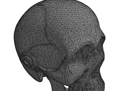Golden Steampunk Mechanical Skull Low-poly 3D model