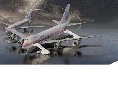 United airlines 70s 747-100 727-200 DC-10 3D model