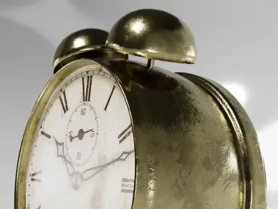 Vintage Roman Numeral Alarm Clock - Low Poly 3D Model Low-poly 3D model